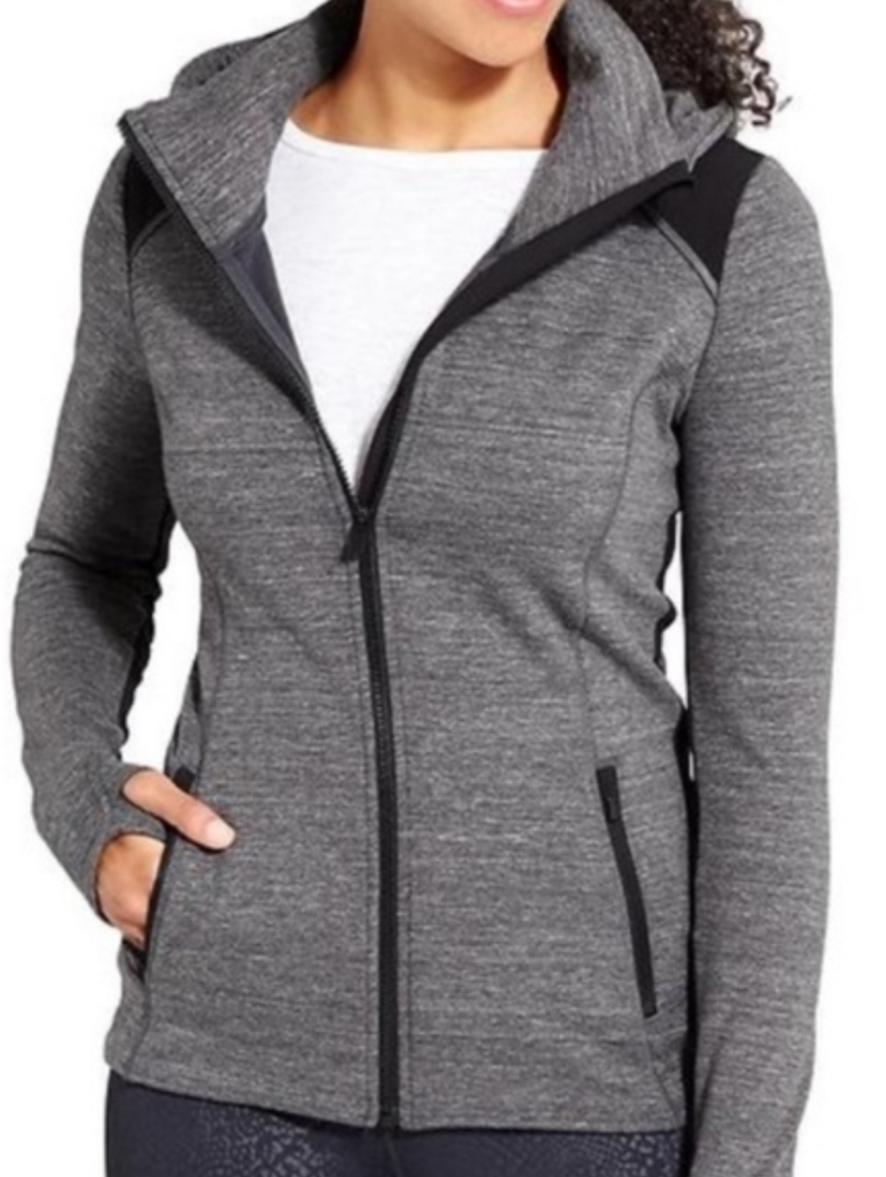 Athleta Heather Gray Stronger Hoodie Full Zip XS